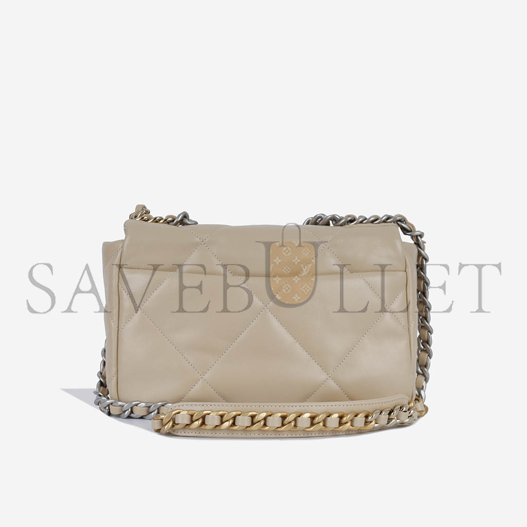 Ch*el 19 flap apricot calfskin mixed hardware as1160 (26*16*9cm)